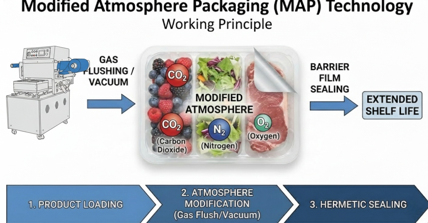 수정된 분위기 포장 기계